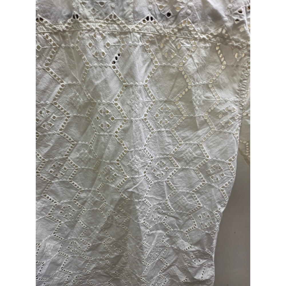 Hollister Mens Small White Eyelet Embroidered Short Sleeve Button Up Shirt New - Picture 10 of 10